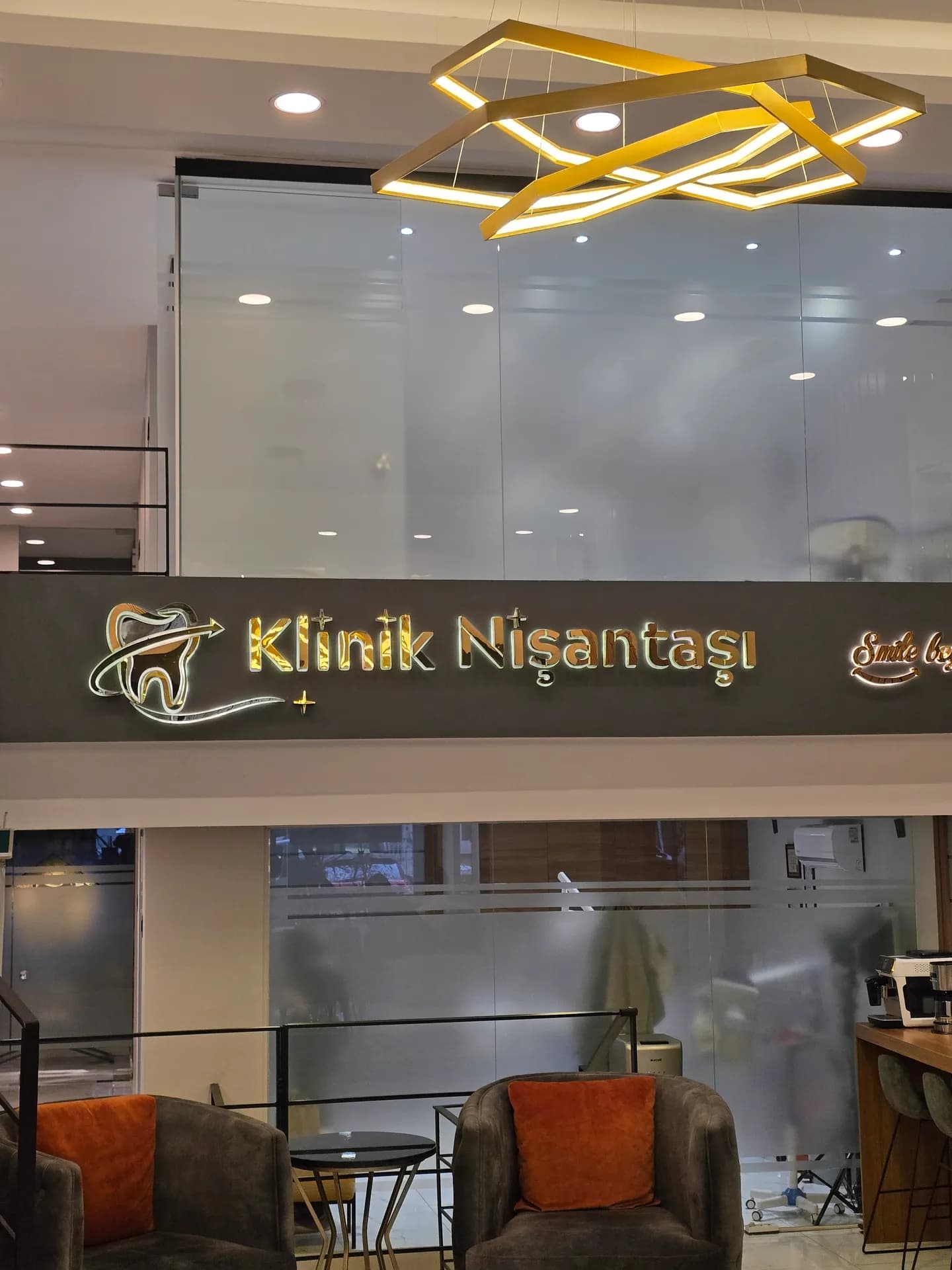 Ground floor entrance and our sign